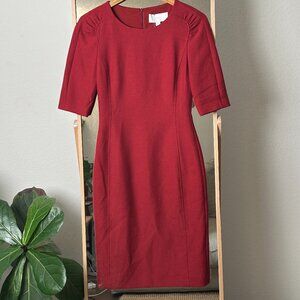 ON HOLD Hugo Boss Soft Twill Dress Red SZ 2/Red Sheath Dress, Red Short Sleeve